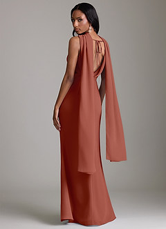 Azazie Linelle Robes de demoiselle d'honneur Robe Sirène en Mousseline de soie Plissée Auburn image10
