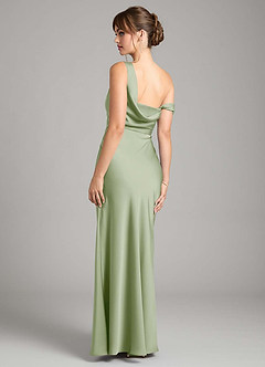 Azazie Madelyn Robes de demoiselle d'honneur Robe Sirène Convertible en Satin extensible Une épaule Vert Sauge image9