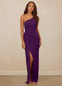 Christian Siriano Bridal for Azazie 1003 Brautjungfernkleider Etui One-Shoulder Chiffon Kleid Traube image1