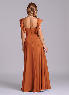 Azazie Leilani Bridesmaid Dresses Cinnamon A-Line Pleated Chiffon Dress image2
