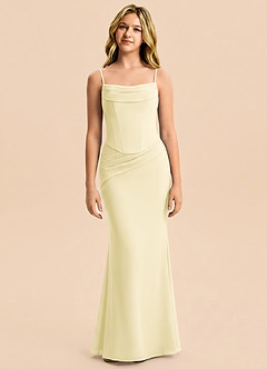 Azazie Sorrel Junior Lemon Sorbet Mermaid Pleated Chiffon Dress image5