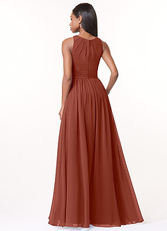 Azazie Harper Robes de demoiselle d'honneur Robe Trapèze en Mousseline de soie Plissée Auburn image2