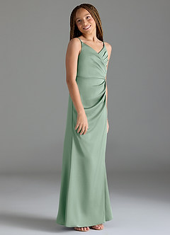 Azazie Maci Junior Klä av Sjöjungfru i Stretch Satin Plisserad image4