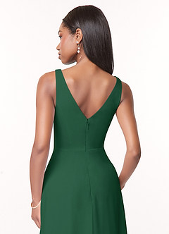 Azazie Nala Bridesmaid Dresses Dark Green A-Line Pleated Chiffon Dress image5