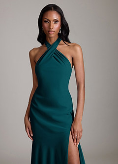 Azazie Lorena Bridesmaid Dresses Pine Mermaid Pleated Chiffon Dress image5