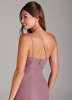 Azazie Eren Bridesmaid Dresses Vintage Mauve Sheath One Shoulder Chiffon Dress image2