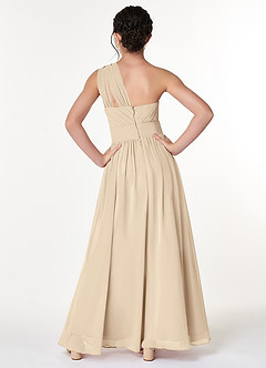 Azazie Molly Junior Champagne A-Line Pleated Chiffon Dress image2