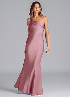Azazie Driea Bridesmaid Dresses Vintage Mauve Mermaid One Shoulder Stretch Satin Dress image3