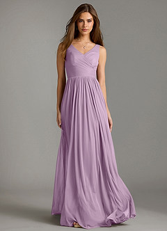 Azazie Keyla Bridesmaid Dresses Wisteria A-Line Pleated Mesh Dress image5