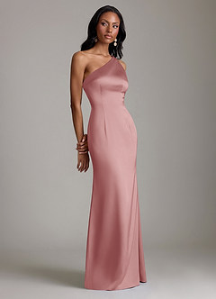 Azazie Voni Abiti da Damigella Abito Sirena in Raso Elasticizzato Monospalla Rosa Polverosa image1
