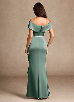 Azazie Dareia Moeder van de bruid jurken Zeemeermin Jurk van Stretch Satijn Off the Shoulder Eucalyptus image5