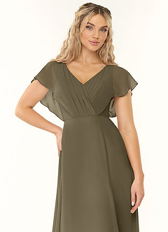 Azazie Rylee Bridesmaid Dresses Willow Green A-Line Pleated Chiffon Dress image5
