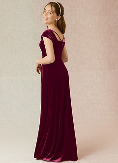 Azazie Gabi Junior Cabernet A-Line Velvet Dress image2
