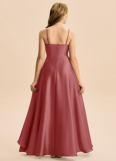 Azazie Eirlys Junior Antique Rose A-Line Pleated Stretch Satin Dress image2