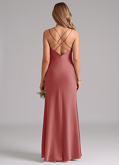 Azazie Suttona Brudtärnklänningar Klä av A-Linje i Stretch Satin Plisserad Antik Ros image3