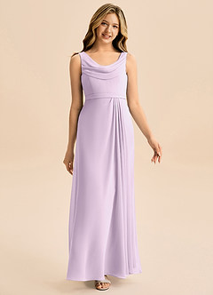 Azazie Evania Junior Linia A Pofałdowany Szyfon Długość podłogi Młodsza druhna Sukienka image3