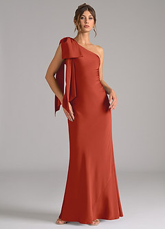 Azazie Capri Brautjungfernkleider Meerjungfrau-Linie One-Shoulder Stretch-Satin Kleid Rost image1