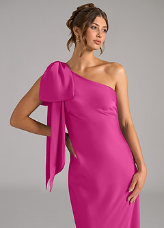 Azazie Capri Brautjungfernkleider Meerjungfrau-Linie One-Shoulder Stretch-Satin Kleid Fuchsia image5
