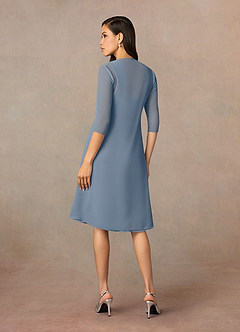 Azazie Olivia Mère de la mariée Robes Robe Trapèze en Mousseline de soie Encolure carrée plissée Violet Crépusculaire image2