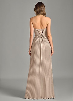 Azazie Becka Bridesmaid Dresses Taupe A-Line Strapless Chiffon Dress image2