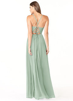 Azazie Aaida Bridesmaid Dresses Agave A-Line Corset Chiffon Dress image5