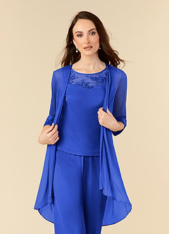 Azazie Frances Mère de la mariée Robes Robe Combinaison/Tailleur Pantalon en Maille Découpé Bleu Roi image5