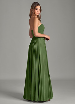 Azazie Chiana Abiti da Damigella Abito A-Line in Chiffon Senza Cinturino Oliva image5