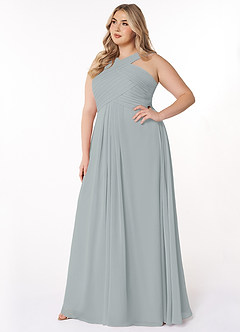 Azazie Kaleigh Bridesmaid Dresses Dolphin Grey A-Line Pleated Chiffon Dress image9