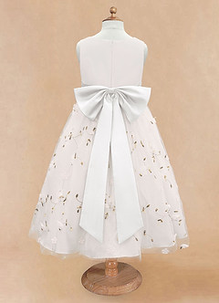 Azazie Pollie Flower Girl Dresses Ivory White A-Line Bow Tulle Dress image12