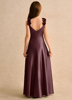 Azazie Rosita Girls Formal Blumenmädchenkleider A-Linie Plissee Matte Satin Kleid Sangria image4