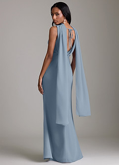 Azazie Linelle Bridesmaid Dresses Dusty Blue Mermaid Pleated Chiffon Dress image10