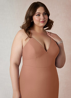 Azazie Becca Bridesmaid Dresses Bronzer Sheath V-Neck Chiffon Dress image12