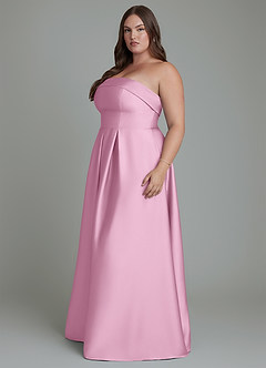 Azazie Lucienne Bridesmaid Dresses Candy Pink A-Line Strapless Stretch Satin Convertible Dress image11