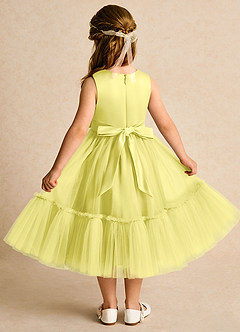 Azazie Miracle Abiti da Ragazza di Fiori Abito A-Line in Raso Opaco Fiocco Canarino image2