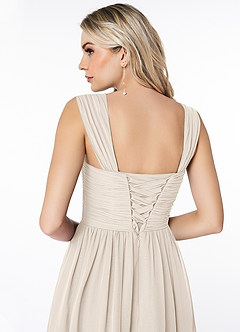 Azazie Angie Bridesmaid Dresses White Alabaster A-Line Corset Chiffon Dress image3