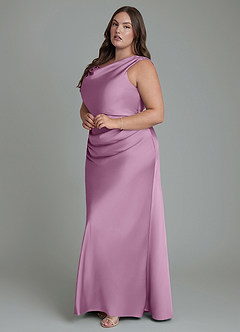 Azazie Kieryn Bridesmaid Dresses Wisteria Mermaid Pleated Stretch Satin Dress image10