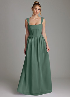 Azazie Caterina Bridesmaid Dresses Sea Moss A-Line Corset Chiffon Dress image4