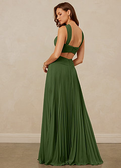 Christian Siriano Bridal for Azazie 1009 Bridesmaid Dresses Olive A-Line Pleated Chiffon Dress image3