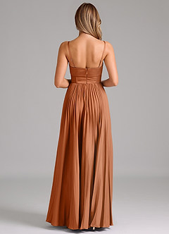 Azazie Akiko Robes de demoiselle d'honneur Robe Trapèze en Satin extensible Encolure en Forme de Cœur Cuivre image2