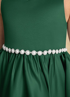 Azazie Julietta Flower Girl Dresses Dark Green Ball-Gown Convertible Tulle Dress image10