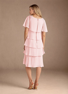 Azazie Rita Mother of the Bride Dresses Blushing Pink A-Line Scoop Beaded Chiffon Dress image4