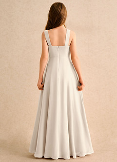 Azazie Makani Girls Formal Blumenmädchenkleider A-Linie Herzausschnitt Chiffon Kleid Alabaster Weiß image2