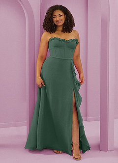 Barbie ♥ Azazie Brautjungfernkleider A-Linie Herzausschnitt Chiffon Kleid Eukalyptus image10