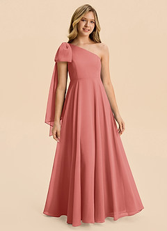Azazie Averie Junior Antique Rose A-Line Pleated Chiffon Dress image1