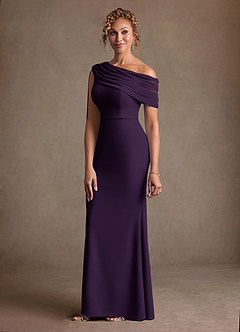 Azazie Bassi vestidos de madre de la novia Vestido de Ciruela de Malla de Corte Sirena con Vestidos sin tirantes image5