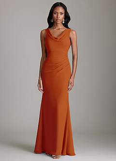 Azazie Linelle Bridesmaid Dresses Paprika Mermaid Pleated Chiffon Dress image5