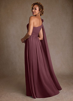 Azazie Lancaster Mère de la mariée Robes Robe Trapèze en Mousseline de soie Ue épaule Sangria image2