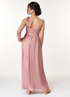 Azazie Flower Junior Jurk van Chiffon met A-Lijn Geplooid Stoffige Roos image6