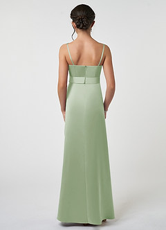Azazie Anina Junior Dusty Sage A-Line Bow Matte Satin Dress image3