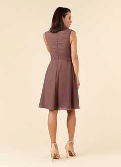Azazie Theron Abiti per la Madre della Sposa Abito A-Line in Chiffon con Scollo a V a Pieghe Espresso image2